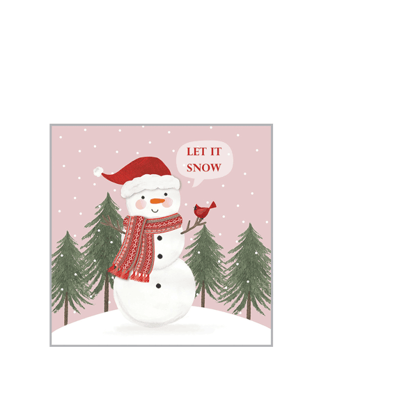 Ppd Servetten Snowman In Roze 25cm 20stuks