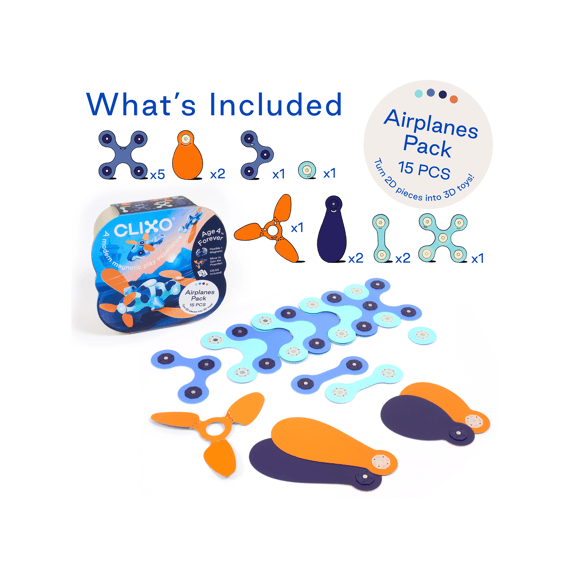 Clixo Airplane Pack 15 Stuks Orange Blue