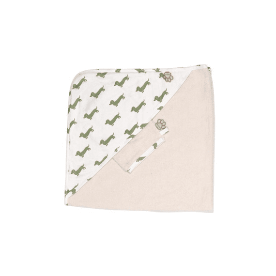 Pericles Badcape + Washandje Teckle Matcha Allover