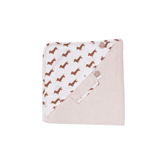 Pericles Badcape + Washandje Teckle Taupe Allover