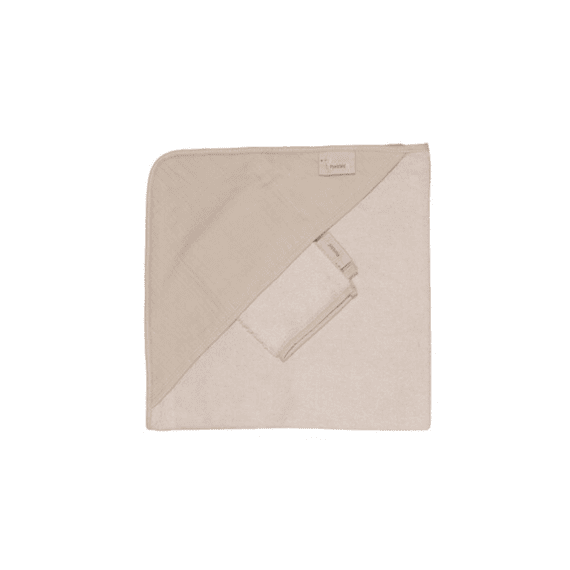 Pericles Badcape + Washandje Teckle Creme Uni