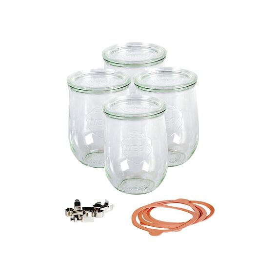 Weck Bokaal 0.50L Tulp +Clips+Ring Set 4  744