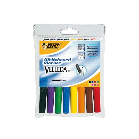 Bic Velleda Whiteboardstiften Meduim Etui 8 Kleuren