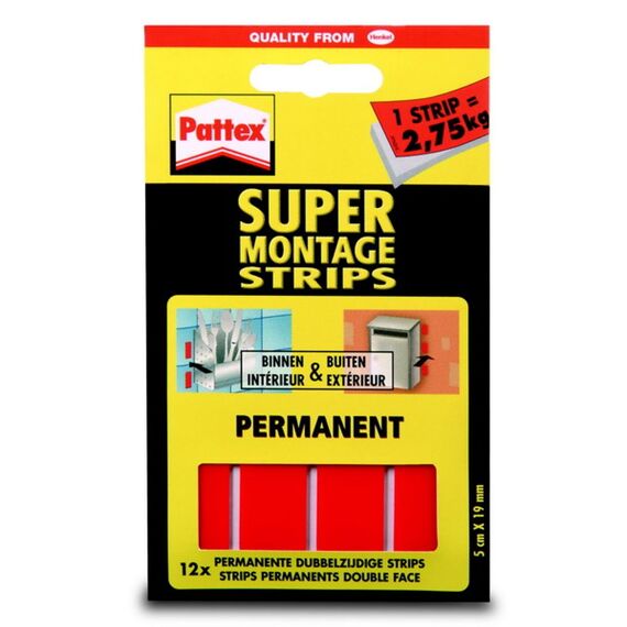 Pattex Supermont.Tape Strip 12X Permanen
