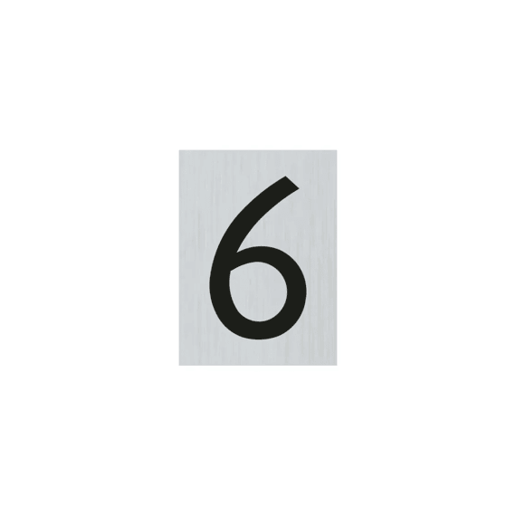 Pictogram Cijfer 6 Zelfklevend Alu 100x60mm