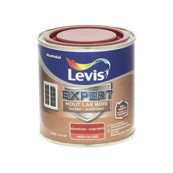 Levis Expert Houtlak Buiten High Gloss 0,25L Signaalrood