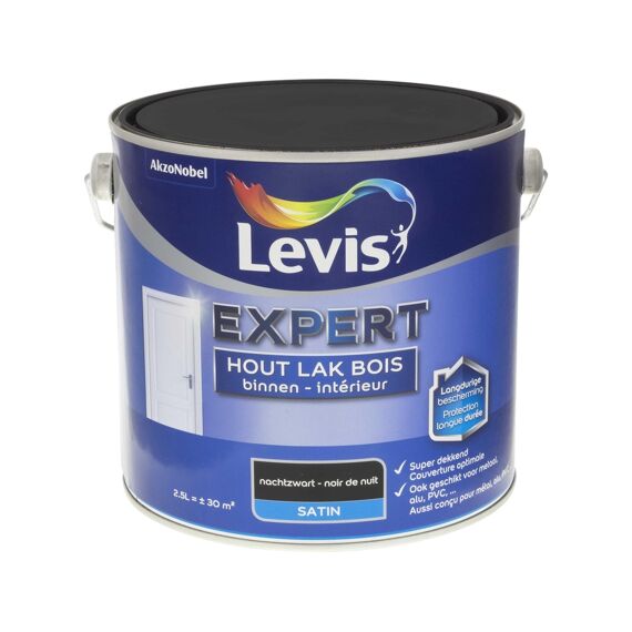 Levis Expert Houtlak Binnen Satin 2,5L Nachtzwart