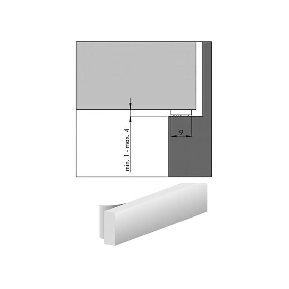 Tochtband.610301062 Mod.Pvc Wit9X4Mm 7.5M