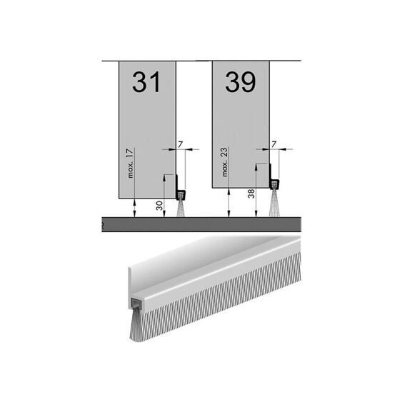 Dorpelstrip040500025 Alu Borst.Kort 38X7X2.5M