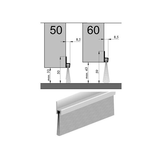 Dorpelstrip040700025 Alu Borst.Lang 50X8.5X2.5M