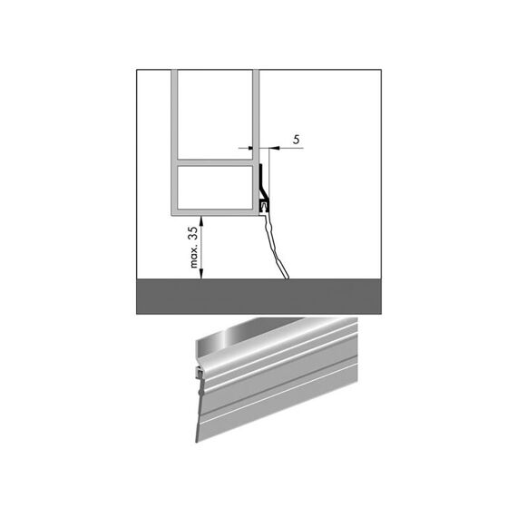 Dorpelstrip030300625 Alu Pvc Lange Lip 60X5X2.5M