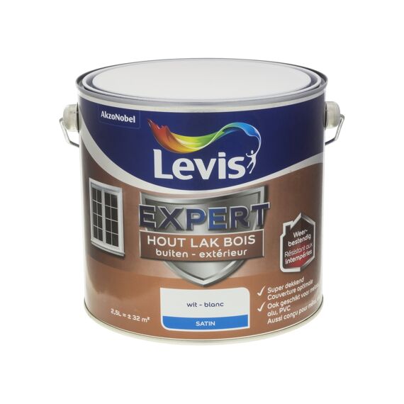 Levis Expert Houtlak Buiten Satin 2,5L Wit