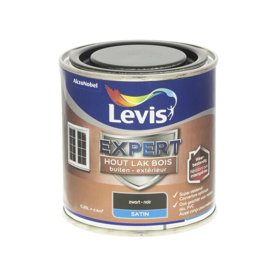 Levis Expert Houtlak Buiten Satin 0,25L Zwart