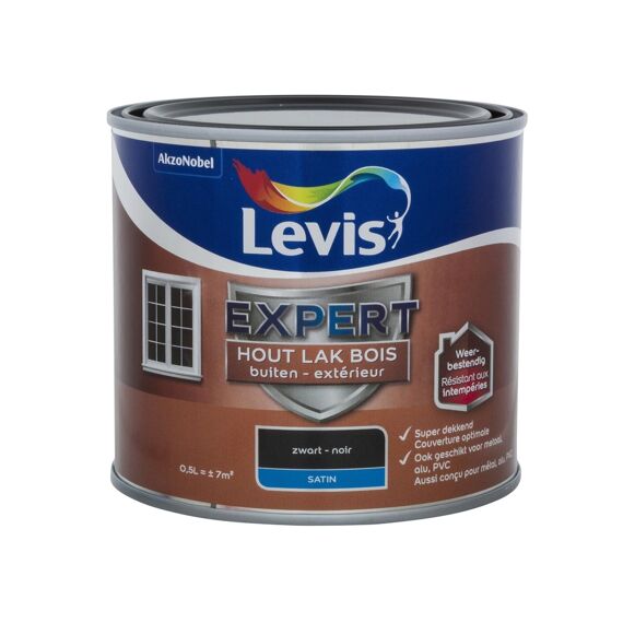 Levis Expert Houtlak Buiten Satin 0,5L Zwart