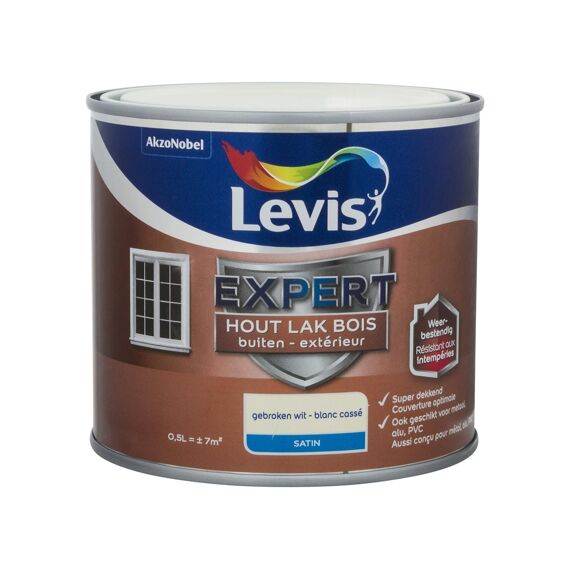 Levis Expert Houtlak Buiten Satin 0,5L Gebroken Wit