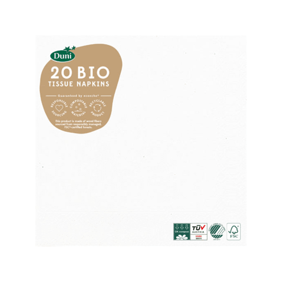 Duni Napkin 3-ply 33cm Icewhite 20st