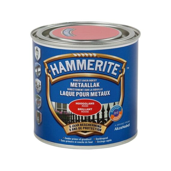 Hammerite Hoogglanslak Rood 250 Ml