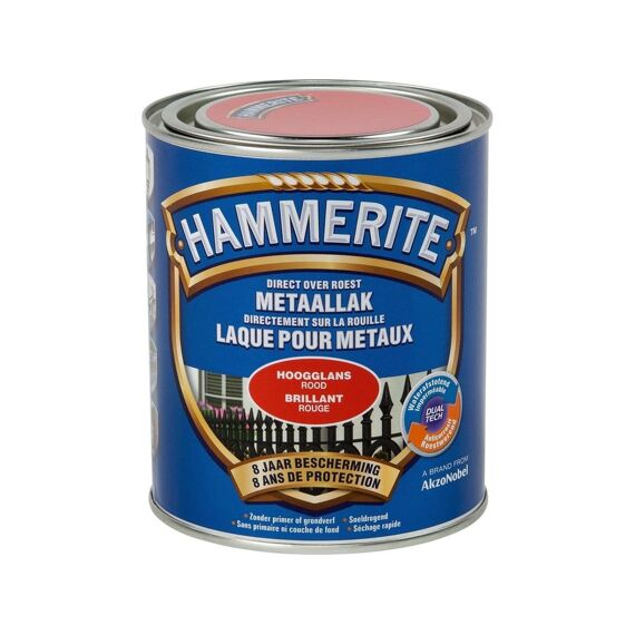 Hammerite Hoogglanslak Rood 750 Ml