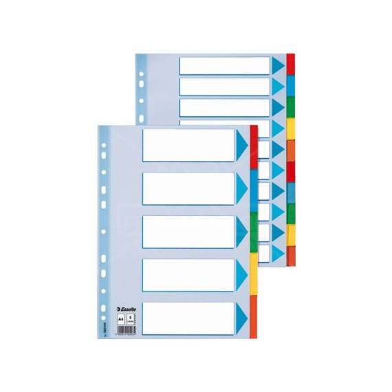 Index Karton Tabbl A4 5Tabs Ass