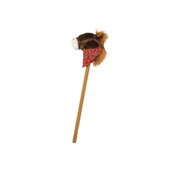 Stokpaardje met geluid 80 cm zwart-beige
