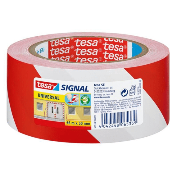 Tesa Pack Waarschuwtape Rood/Wit