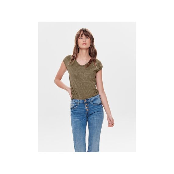 Only Noos Onlsilvery S/S V Neck Lurex Top Jrs