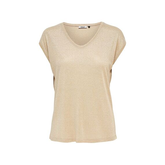 Only Noos Onlsilvery S/S V Neck Lurex Top Jrs