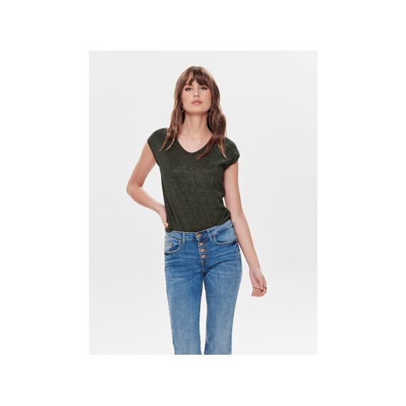 Only Noos Onlsilvery S/S V Neck Lurex Top Jrs