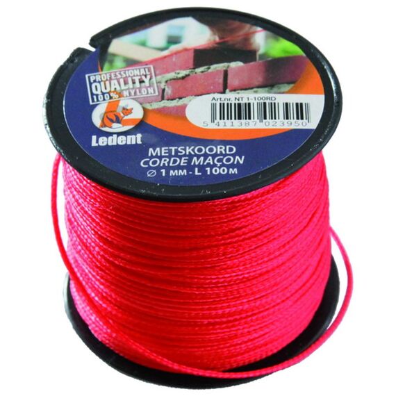 Nylon Metskoord 1Mm 100M Fel Rood