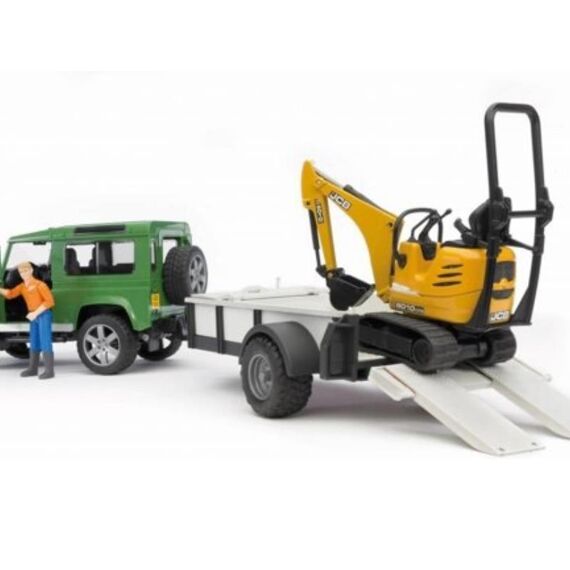 Bruder 02593 Land Rover W/ Trailer + Jcb Microloader