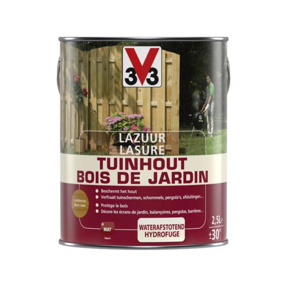 V33 Tuinhoutlazuur 2.5L+20% Licht Bruin