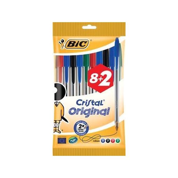 Bic Cristal Balpen 8+2 Gratis Ass Kleuren