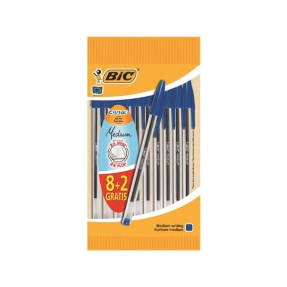 Bic Cristal Balpen 8+2 Gratis Blauw