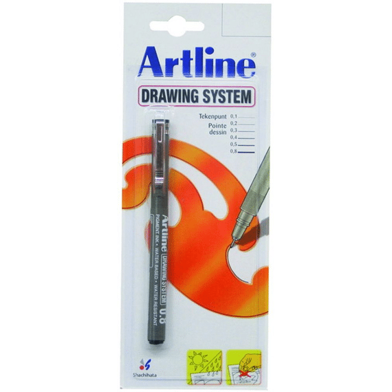 Artline Tekenpen 0.1 Zwart Blister