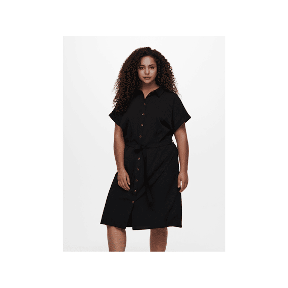 Only Carmakoma Noos Cardiega Ss Blk Shirt Dress Wvn Noo