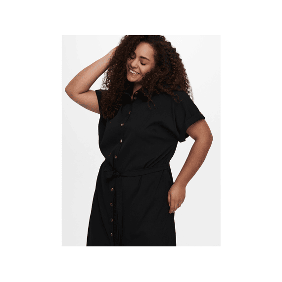 Only Carmakoma Noos Cardiega Ss Blk Shirt Dress Wvn Noo