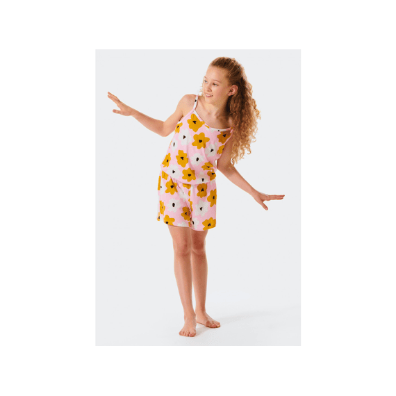 Schiesser Z22 Jumpsuit Kort Katoen V-Hals Bloemen