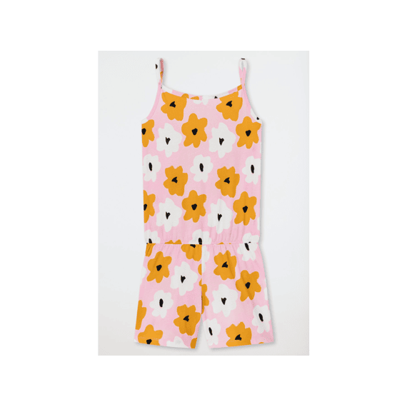 Schiesser Z22 Jumpsuit Kort Katoen V-Hals Bloemen