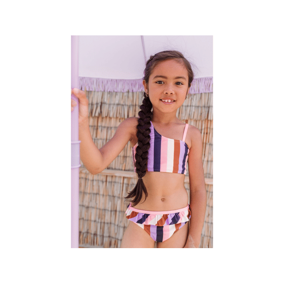 B Nosy Z23 Girls Slanted Bikini W/ Aop And Ruffle On Pants