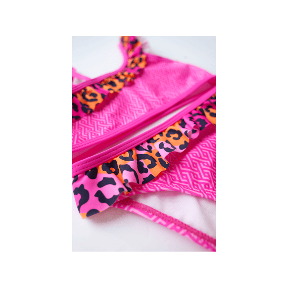 Just Beach Z23 Grils Aop Bikini With Ruffle Details And Slanted Top