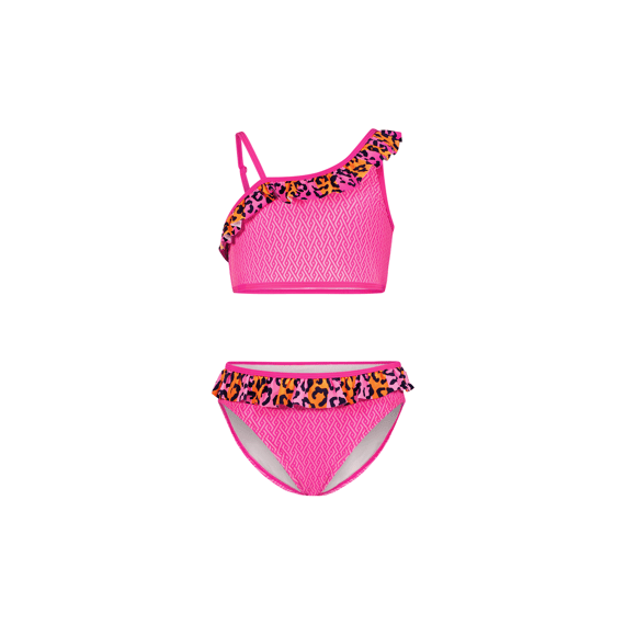 Just Beach Z23 Grils Aop Bikini With Ruffle Details And Slanted Top