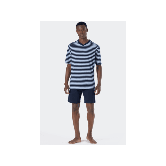 Schiesser Z23 Heren Pyjama Kort V-Hals Gestreept