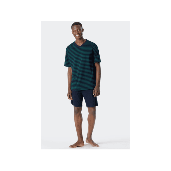 Schiesser Z23 Heren Pyjama Kort V-Hals Gestreept