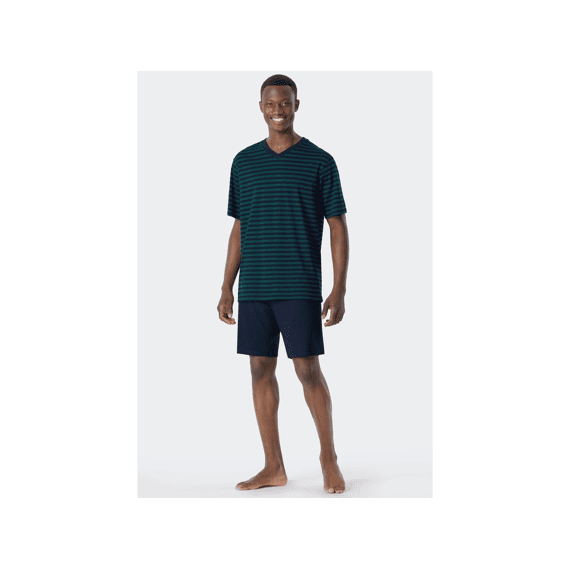 Schiesser Z23 Heren Pyjama Kort V-Hals Gestreept