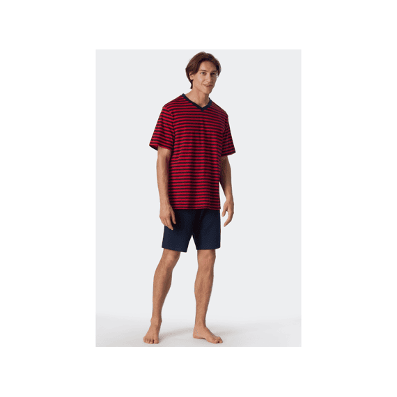 Schiesser Z23 Heren Pyjama Kort V-Hals Gestreept