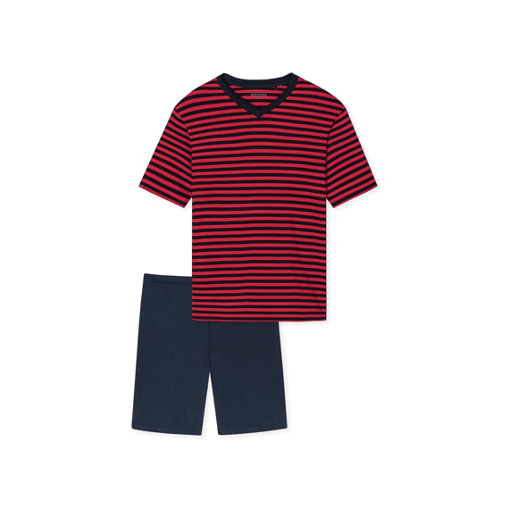 Schiesser Z23 Heren Pyjama Kort V-Hals Gestreept