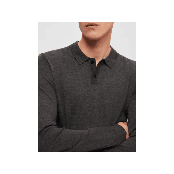 Selected Homme Black Noos Slhtown Merino Coolmax Knit Polo