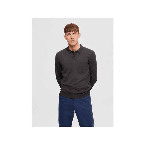 Selected Homme Black Noos Slhtown Merino Coolmax Knit Polo