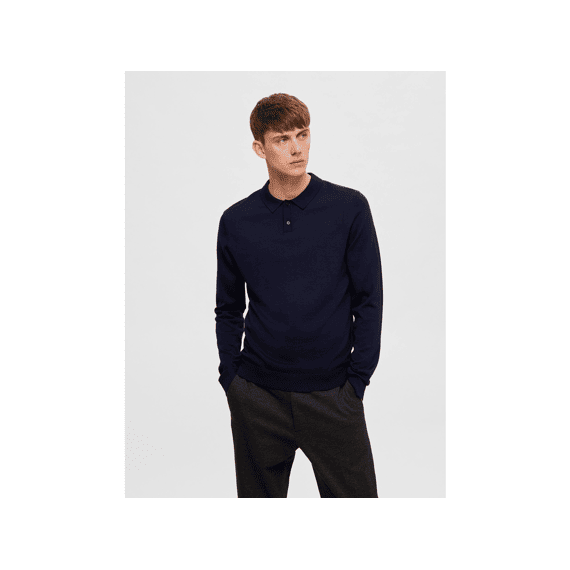 Selected Homme Black Noos Slhtown Merino Coolmax Knit Polo