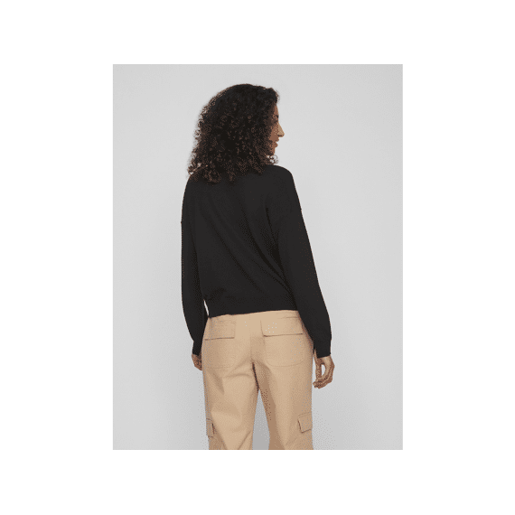 Vila 2307 Vicomfy Rev V-Neck L/S Knit Top/Su/Pb